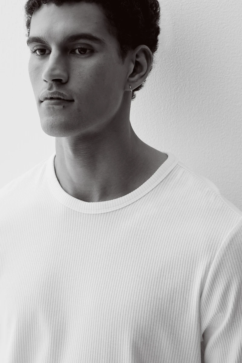 Slim-Fit Ribbed T-Shirt