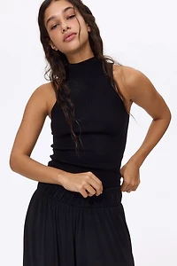 Rib-knit turtleneck top