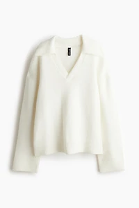 Fine-Knit Sweater with Collar