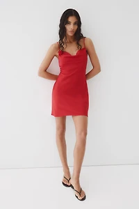 Tie-detail satin slip dress