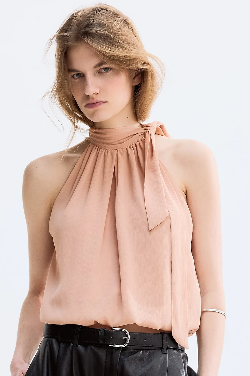 Sleeveless Bubble-Hem Top