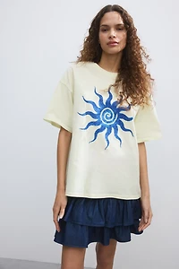 Oversized T-Shirt with Printed Motif