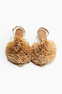 Heeled Pompom-Detail Sandals