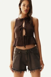 Tie-Front Peplum Top