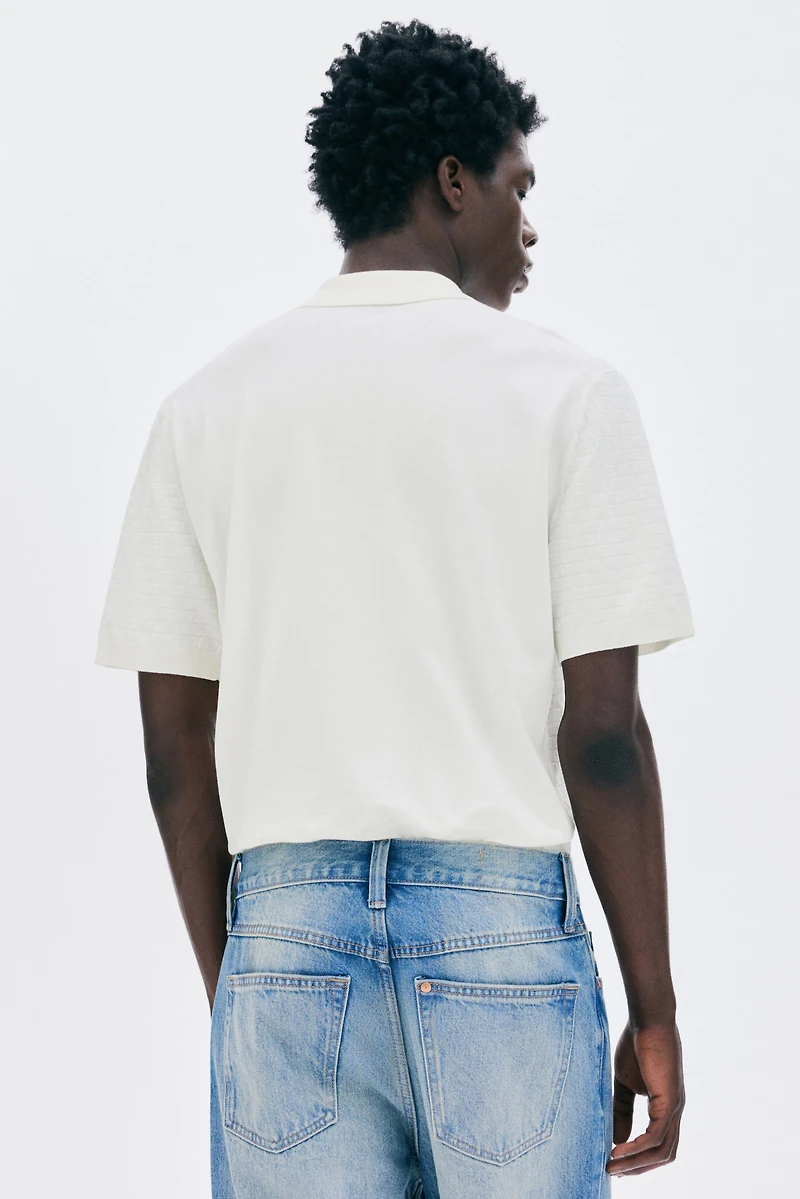 Slim Fit Textured-knit polo shirt