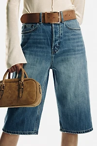 Denim Bermuda Shorts with Belt