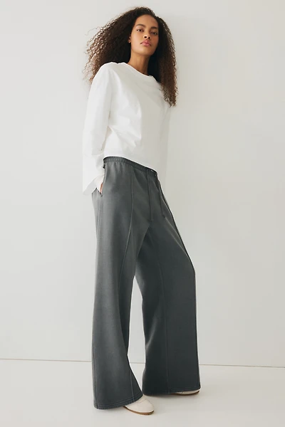 Wide-Leg Crease-Front Sweatpants