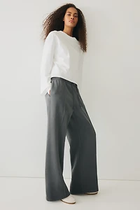 Wide-Leg Crease-Front Sweatpants