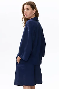 Linen-Blend Pullover Shirt