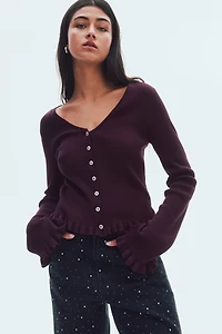 Ruffle-Trimmed Cardigan