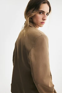 Defined-Waist Double-Breasted Blazer