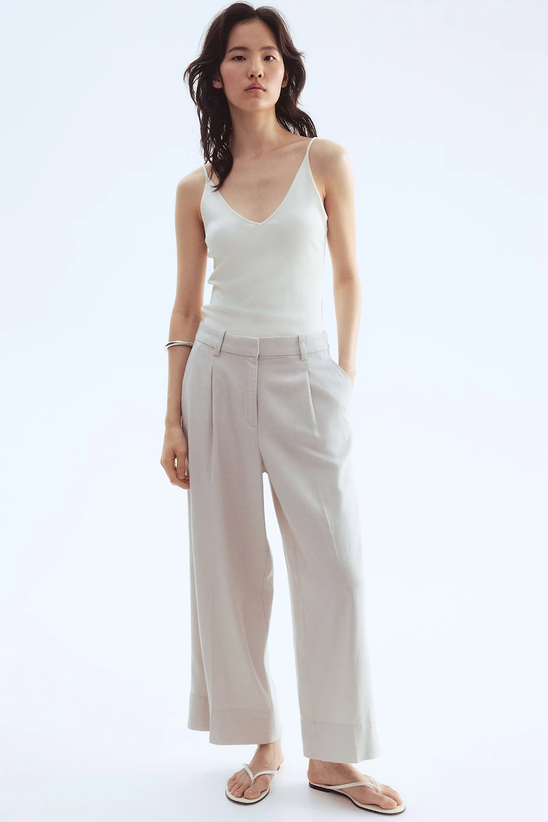 Pantalon large en lin mélangé
