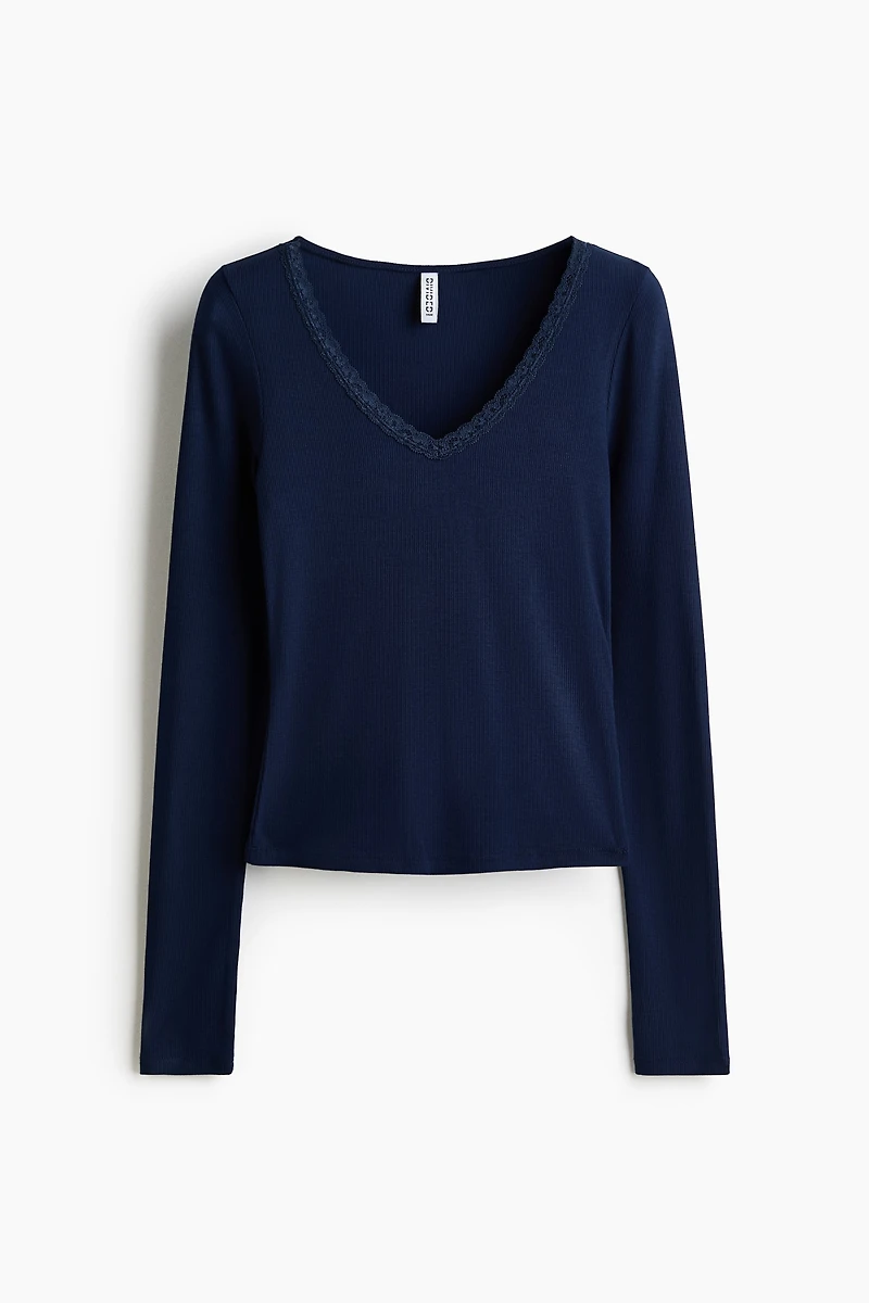 Lace-Trimmed Jersey Top