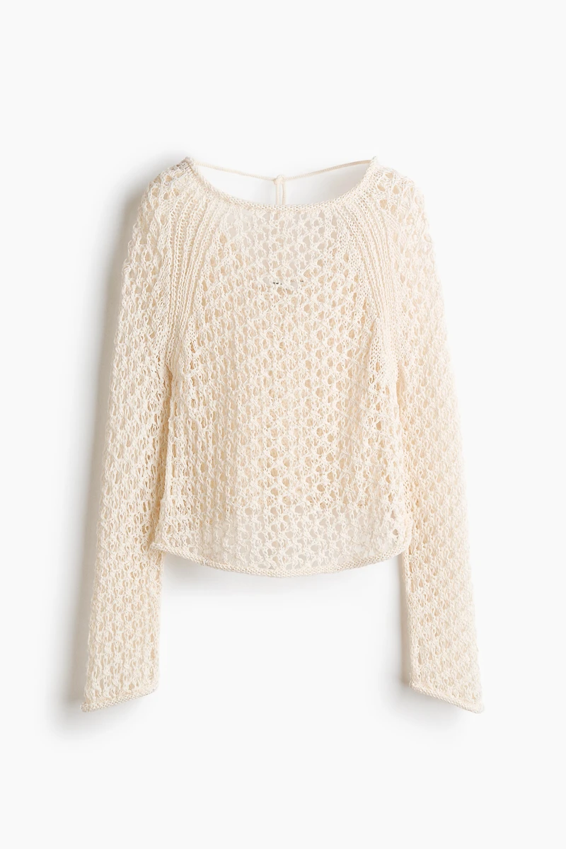Tie-Detail Crochet-Look Top