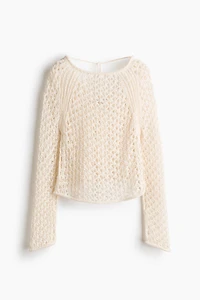 Tie-Detail Crochet-Look Top