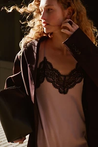 Lace-Trimmed Slip Dress