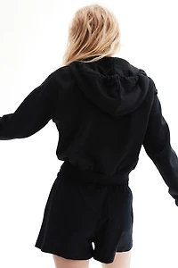 Short Hooded Sweatshirt Jacket