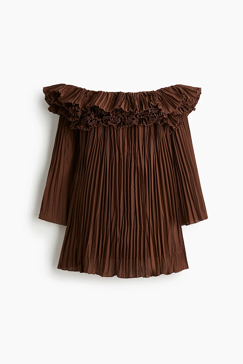 Pleated Off-the-Shoulder Dress