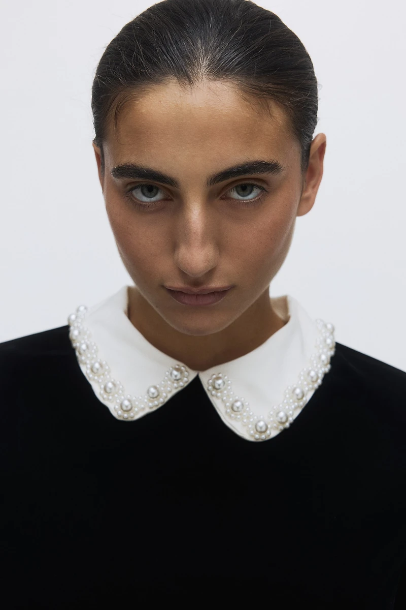 Velvet Dress with Collar