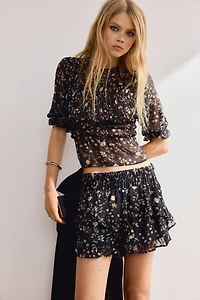 Ruffle-Trimmed Plumeti Skort