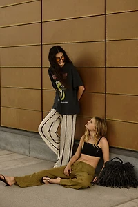 Shimmery Open-Knit Pants