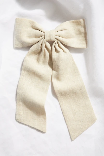 Barrette avec boucle en lin mélangé