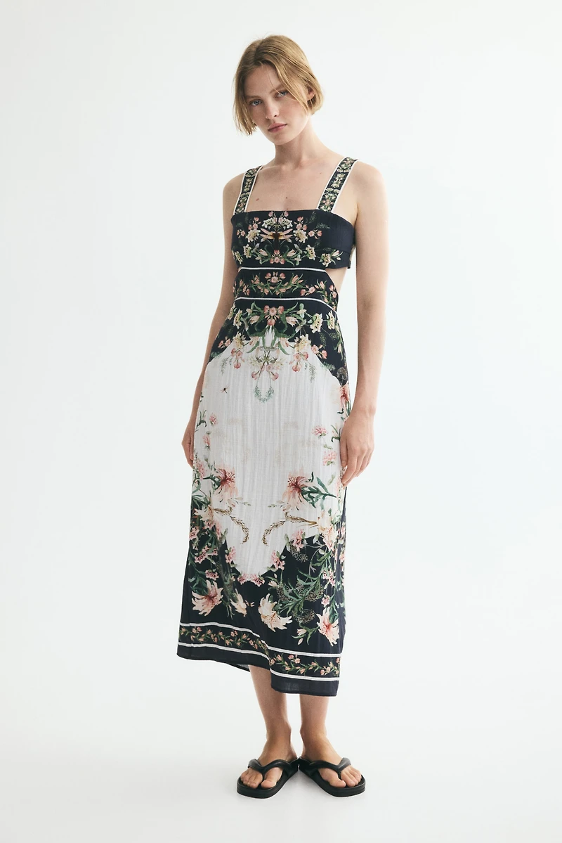 Tie-Detail Cutout Dress