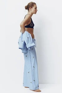 Embellished Cotton Pajama Pants