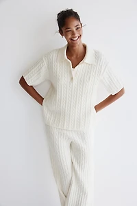 Cable-Knit Polo Shirt