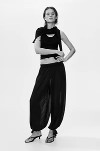 Tie-Detail Balloon-Leg Pants