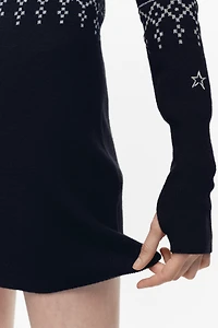 Jacquard-Knit Merino Wool-Blend Dress