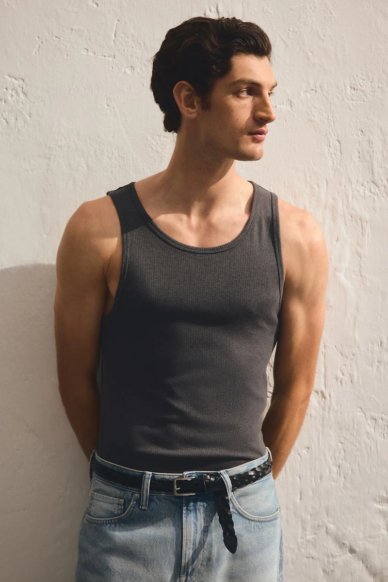 Slim-Fit Ribbed Tank Top