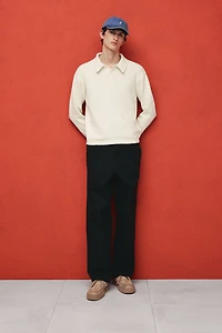 Loose-Fit Fine-Knit Polo Shirt