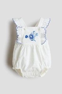 Ruffle-Trimmed Cotton Romper Suit