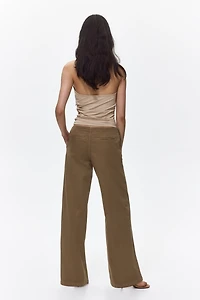 Wide-Leg Twill Pants