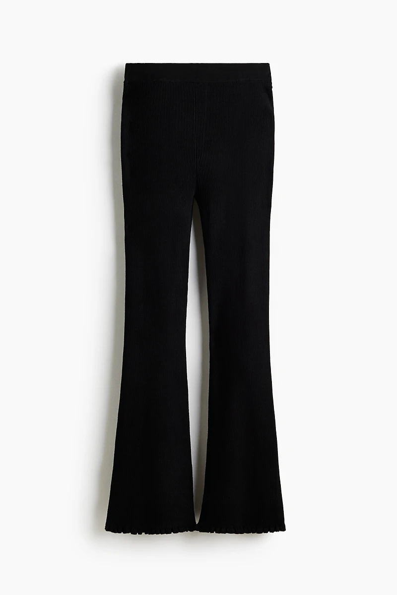 Flared Rib-Knit Pants