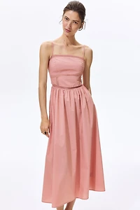 Cotton Dress with Tie-Top Shoulder Straps