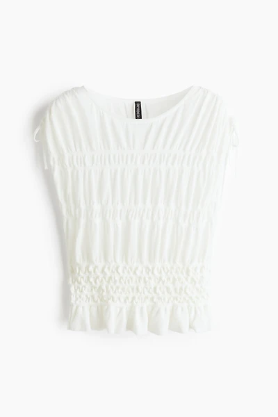 Smocked Fine-Knit Top
