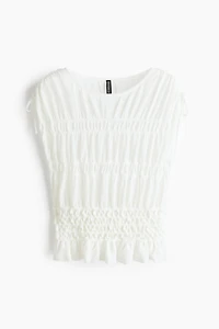 Smocked Fine-Knit Top