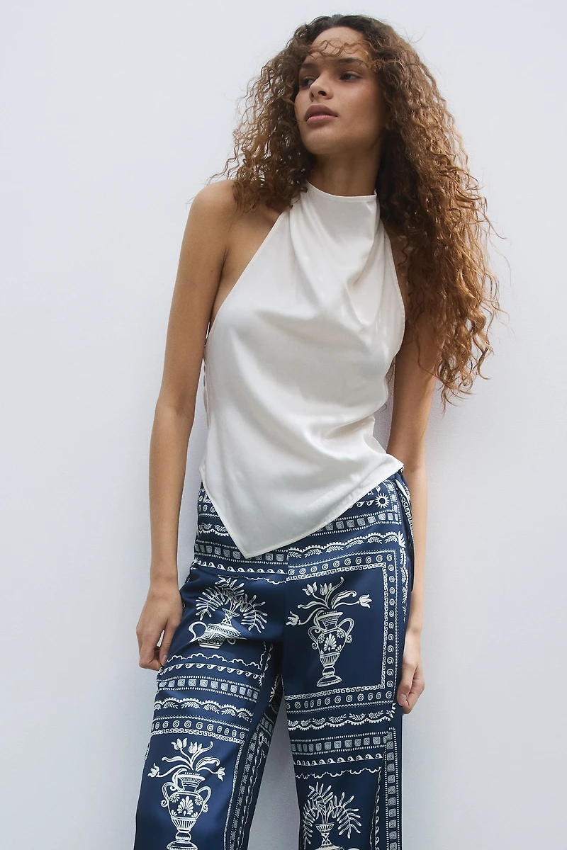 Printed Tie-Detail Pants