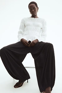 Haut nid d'abeille à encolure bateau