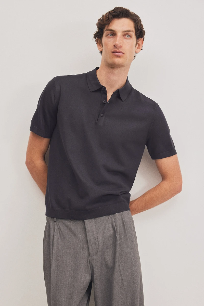 Regular-Fit Fine-Knit Polo Shirt