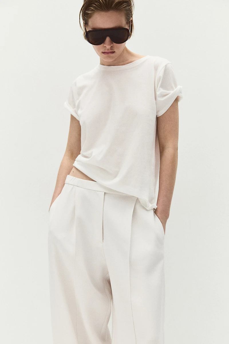Pantalon tonneau à plis