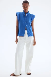Flutter-Sleeved Muslin Blouse