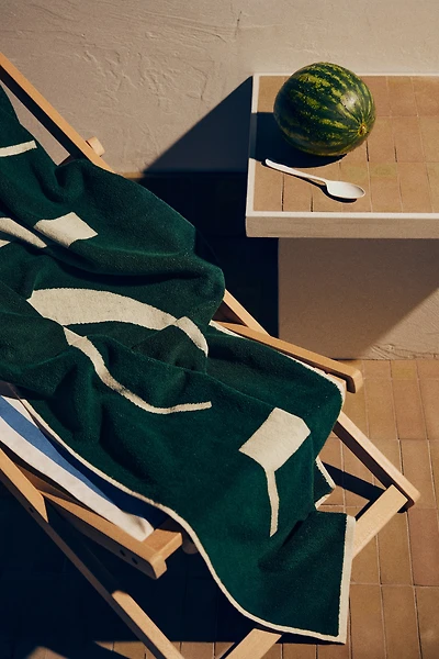 Cotton Beach Towel with Text Motif