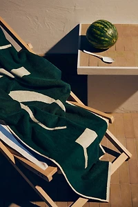 Cotton Beach Towel with Text Motif