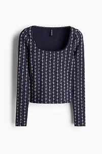 Picot-Trimmed Ribbed Top