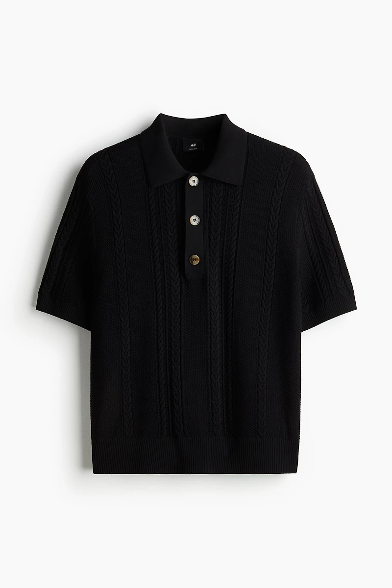 Regular Fit Cable-knit polo shirt