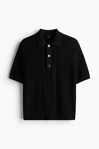 Regular Fit Cable-knit polo shirt