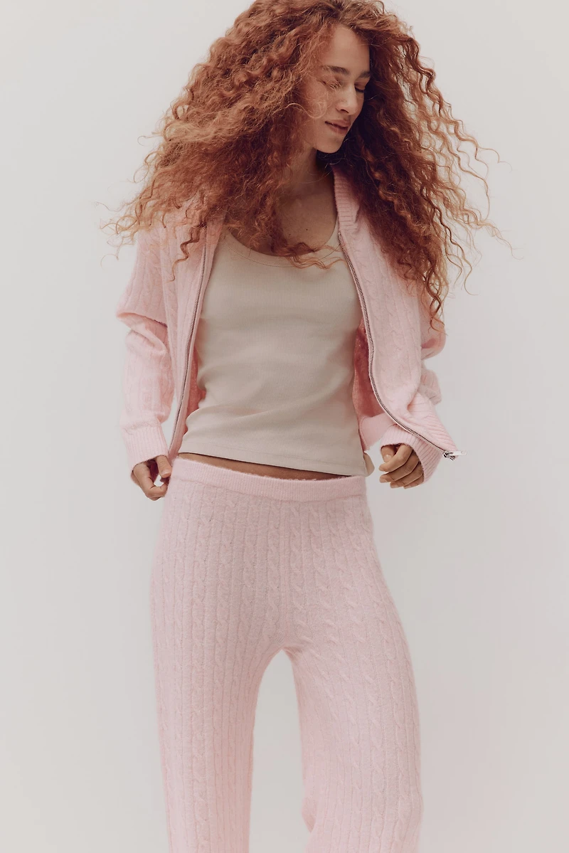 Cable-Knit Cardigan with Zipper